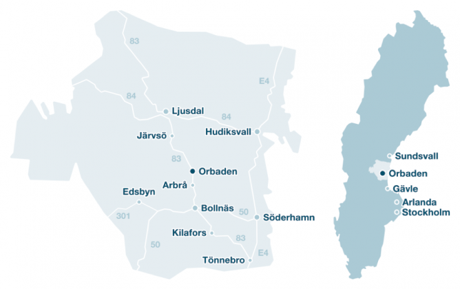 Karta över Hölsingland
